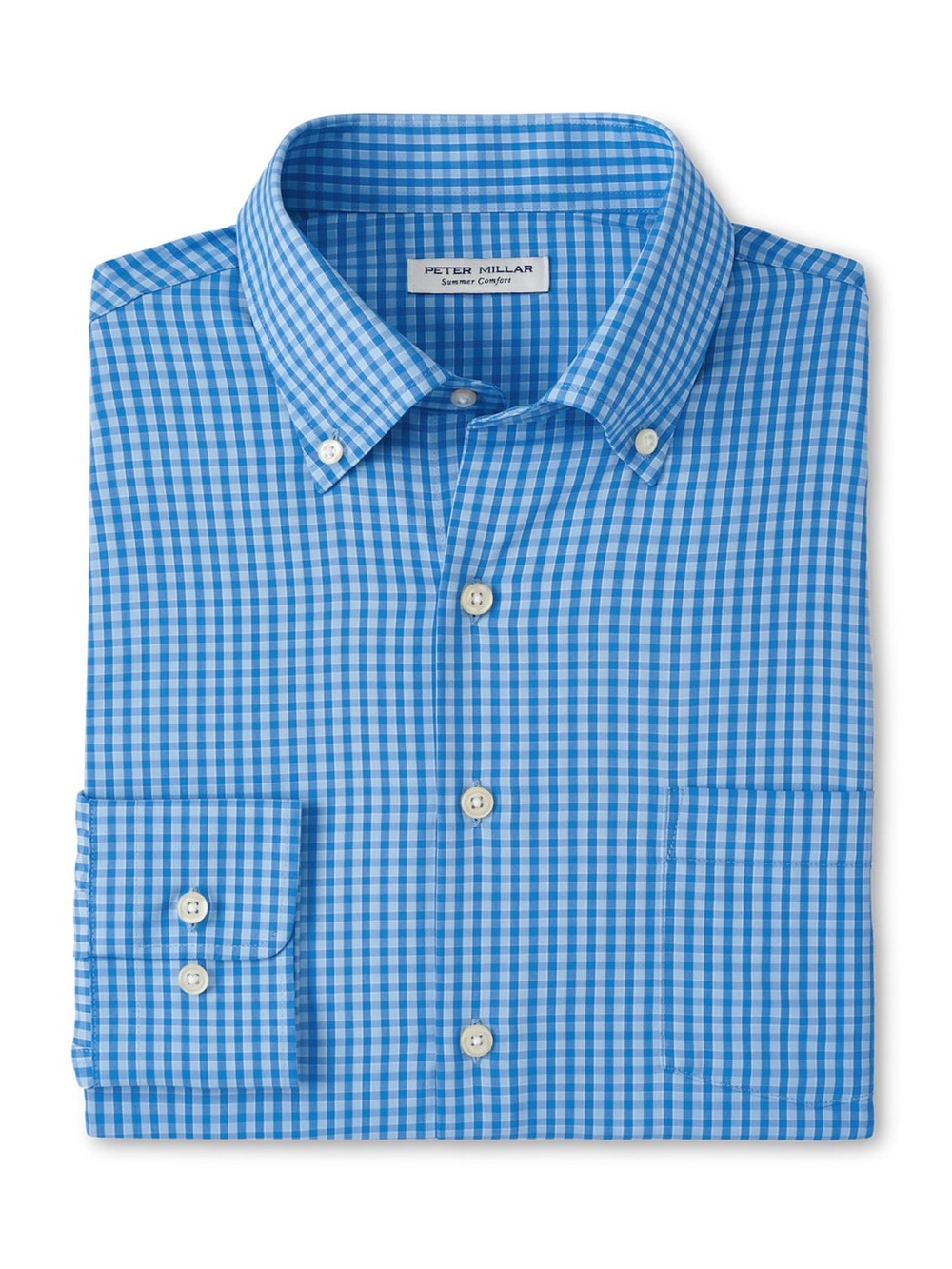 Peter Millar Cape Blue Geary Performance Twill Sport Shirt Summer Comfort Line S